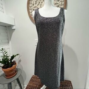 Carrie Allen Juniors Large Black and Silver Lurex Pullover Dress NWT